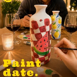 Ceramic Vase Painting Kit  | Personalised Couples Date Night Gift | Sip and Paint With Your Partner | Girls Night
