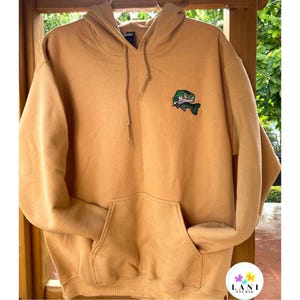 Embroidered Bass Fish Hoodie: Angler Gift, Outdoorsman Apparel
