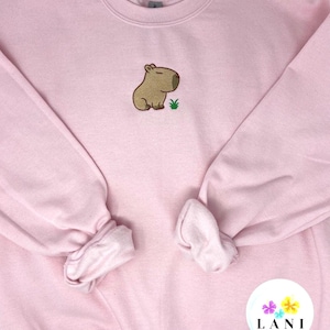 Embroidered Capybara Sweatshirt or Hoodie. Cozy Unisex Animal Lover Pullover.