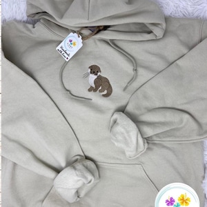 Embroidered Otter Sweatshirt or Hoodie: Cozy Cotton-Blend Animal Lover