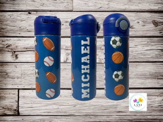 Personalized Sports Kids Water Bottle 12 Oz Stainless Steel 