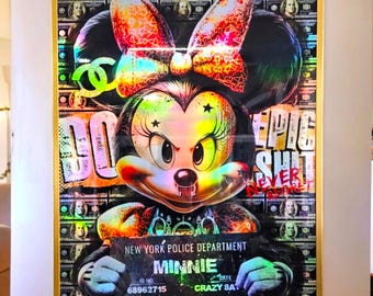 Minnie mouse mugshot holographic pop art wall decor - limited edition