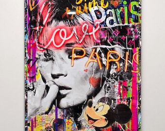 Paris fashion model pop art collage - limited Kate Moss edition