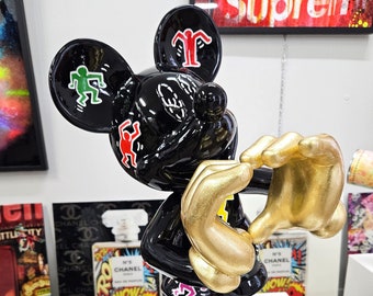 Patryk Konrad - Sculpture en résine Mickey love Keith Haring - Edition limitée.