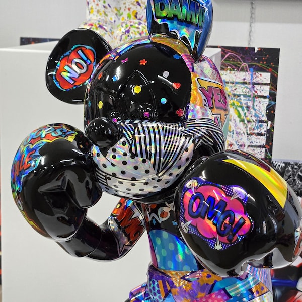 Tyson Boxer mickey pop art holographic sculpture, limited edition.