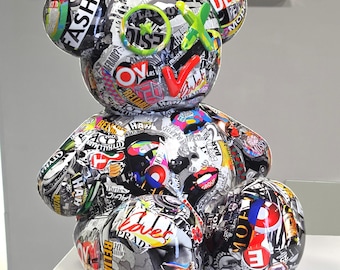 Contemporary urban design Collage Bear Sculpture - limited edition.