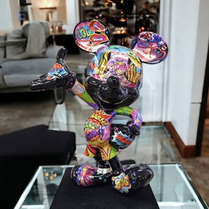 Escultura pop art de Mickey alegre - edición holográfica.