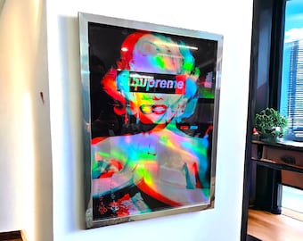 Patryk Konrad - Marilyn Monroe holographic picture with chrome mirror frame - limited edition