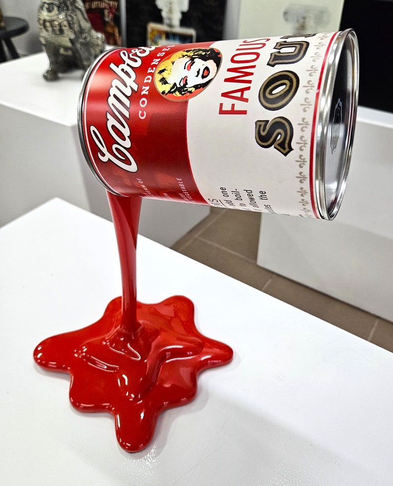 Patryk Konrad Kunstharz-Skulptur, Farbspritzer, Campbells Dose mit der berühmten Marilyn Monroe limitierte Auflage Bild 5