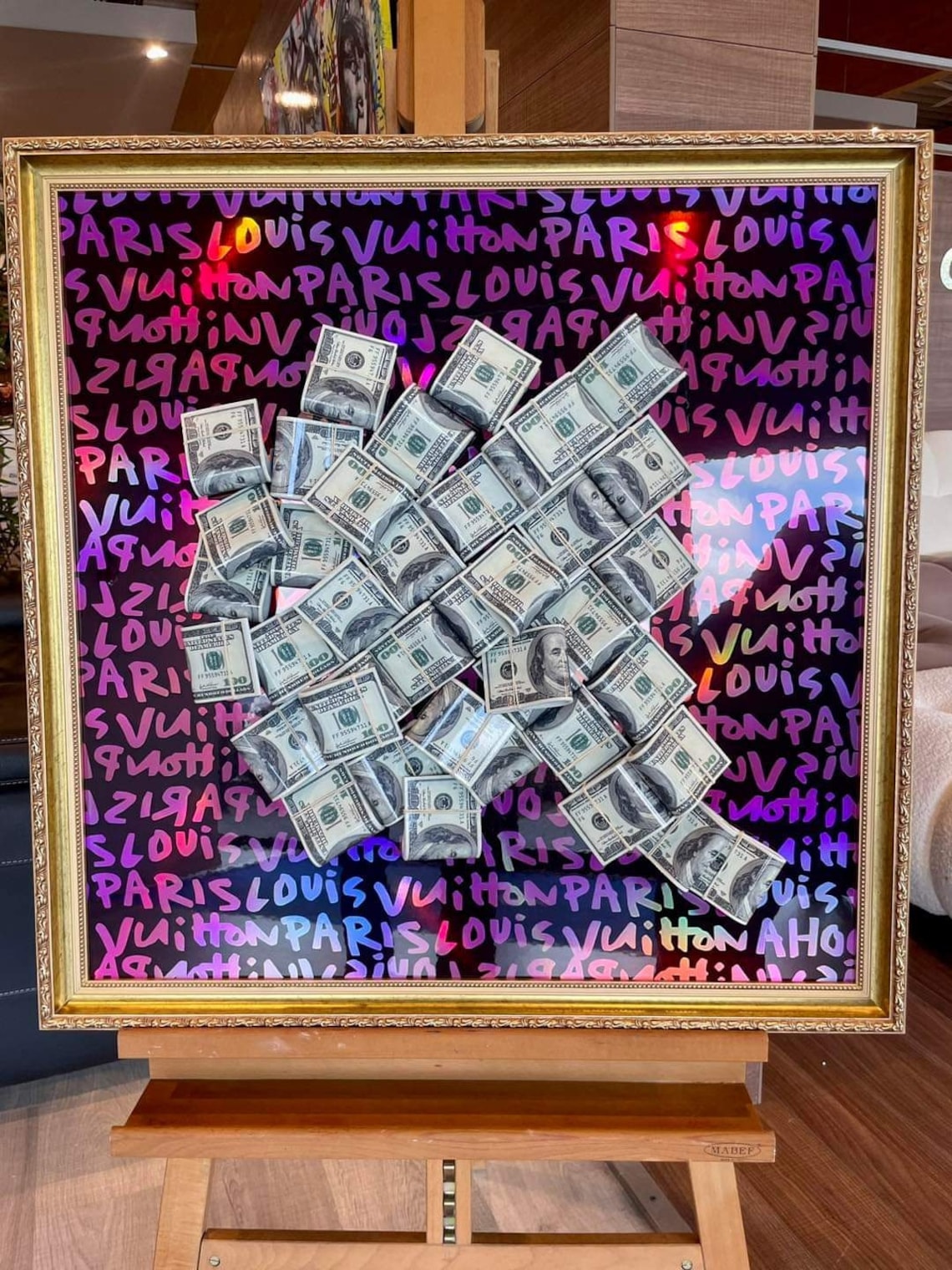 Fashion holographic print / wall decoration with gold frame