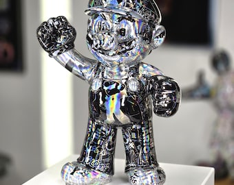 Escultura pop art de Super Mario, edición holográfica de cómic - edición limitada