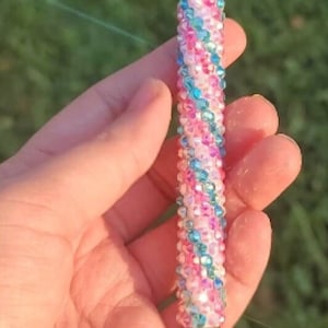 Tricolor Pink Blue & White Rhinestone Bedazzled Ink Joy Pen