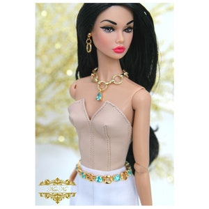 Jewelry for 1/6 doll necklace earrings chain belt accessories set Fashion Royalty Integrity toys Poppy Parker Mizi