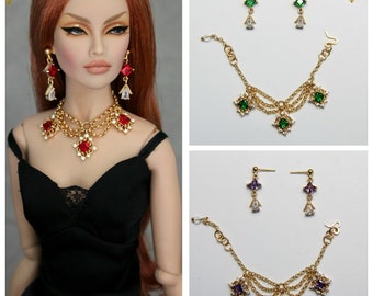 jewelry 1/4 for Fashion Royalty 16'' FR 16'' Tonner 16'' necklace earrings accessories