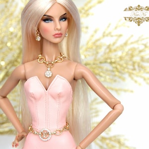 Jewelry for 1/6 doll earrings necklace chain belt accessories set Fashion Royalty Integrity toys Poppy Parker Mizi