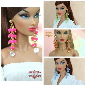 Jewelry for 1/6 doll earrings 4 colors for Fashion Royalty Integrity toys Poppy Parker Mizi