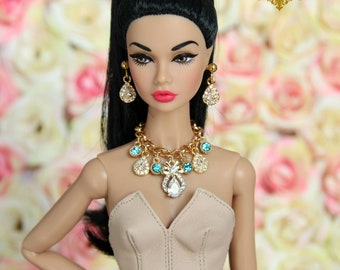 Jewelry for 1/6 doll necklace earrings accessories set Fashion Royalty Integrity toys Barbie Poppy Parker Mizi