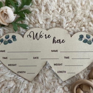Twin Birth Announcement Sign, Twins Baby Announcement for Hospital, Twins Newborn Sign