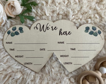 Twin Birth Announcement Sign, Twins Baby Announcement for Hospital, Twins Newborn Sign