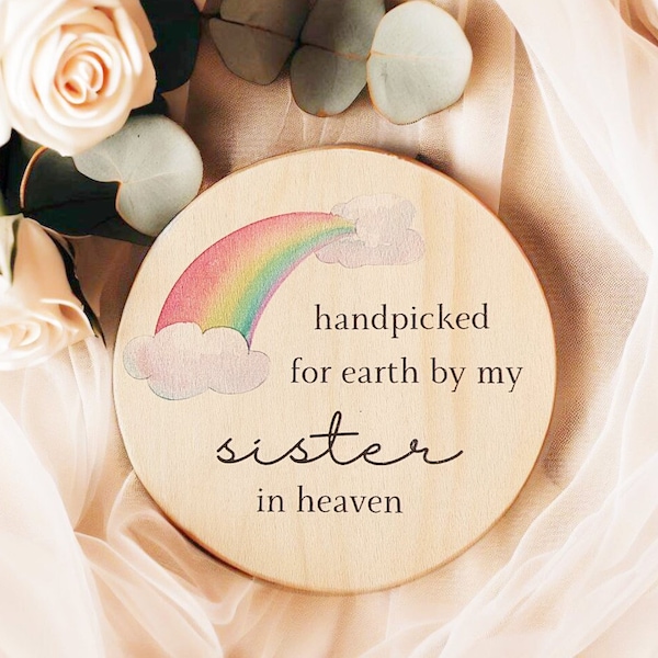 Handpicked For Earth By My Sister in Heaven Sign, Rainbow Baby Gifts For Mom, Pregnancy Announcement, Newborn Sign for Hospital
