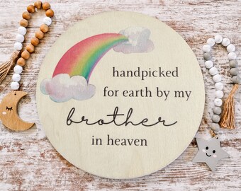 Handpicked For Earth By My Brother in Heaven Sign, Rainbow Baby Gifts For Mom, Pregnancy Announcement,  Newborn Sign for Hospital