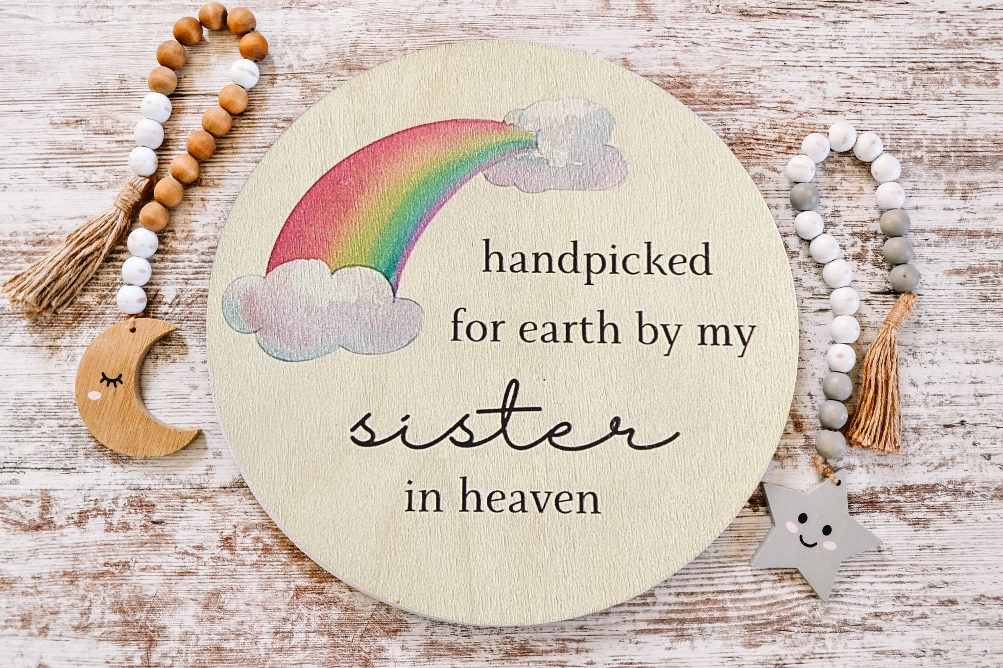 Handpicked for Earth by My Sister in Heaven Sign, Rainbow Baby Gifts ...