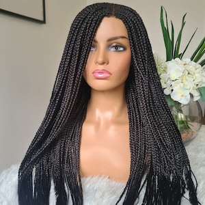 Ready to ship beautiful hand made braid wig in natural black. Colour 2. Black braid wig. Braided wig for black women.