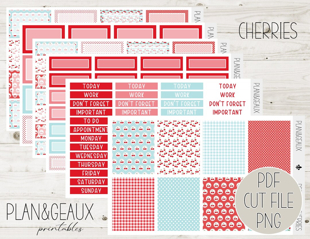 Cherry Printable Planner Functional Stickers Cherries Planner - Etsy