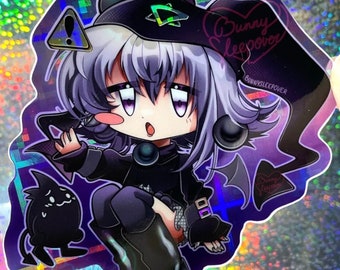 Cyfrowy Brelok Holograficzny i Naklejka Wiedźma Mayura | animecore denpa webcore anime waifu