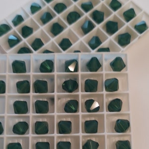 Swarovski Vintage Rarity (36 Pieces) 8mm Palace Green Opal 5301 in Flat of Classic Shimmery Bead Pieces &quot;WOW INDEED &quot;