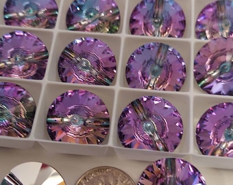 Swarovski Vintage Elements  3015 Listing flat of (8) 18mm Crystal Vitrail Light Unfoiled  8 Buttons of SUPPURB!