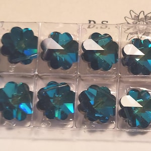 Swarovski Ultra Rare Vintage Highly Sought Bermuda Blue Margarita Rare Bermuda AB 14mm 5110 (9 Pieces of total Gorgeous) Beautiful!!!