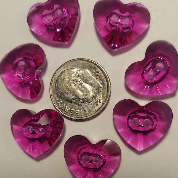 Swarovski Vintage 3023 (Full Dozen) Heart Crystal Button 16X14 Fuchsia Unfoiled Designers' Choice SINCE 1895 (Beautiful Luv and Beyond!)