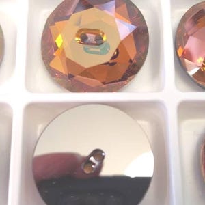Swarovski 3014 Rare Vintage Crystal Copper Foiled Buttons Huge 30mm Full Factory Half Flat  of 6 Exquisite Crystal Buttons