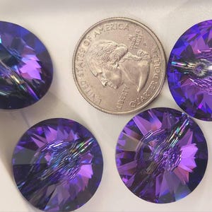 Swarovski 3015 Ultra Rare Vintage Crystal  Heliotrope 23mm Factory Half Box FLAT of 4 Crystal Buttons