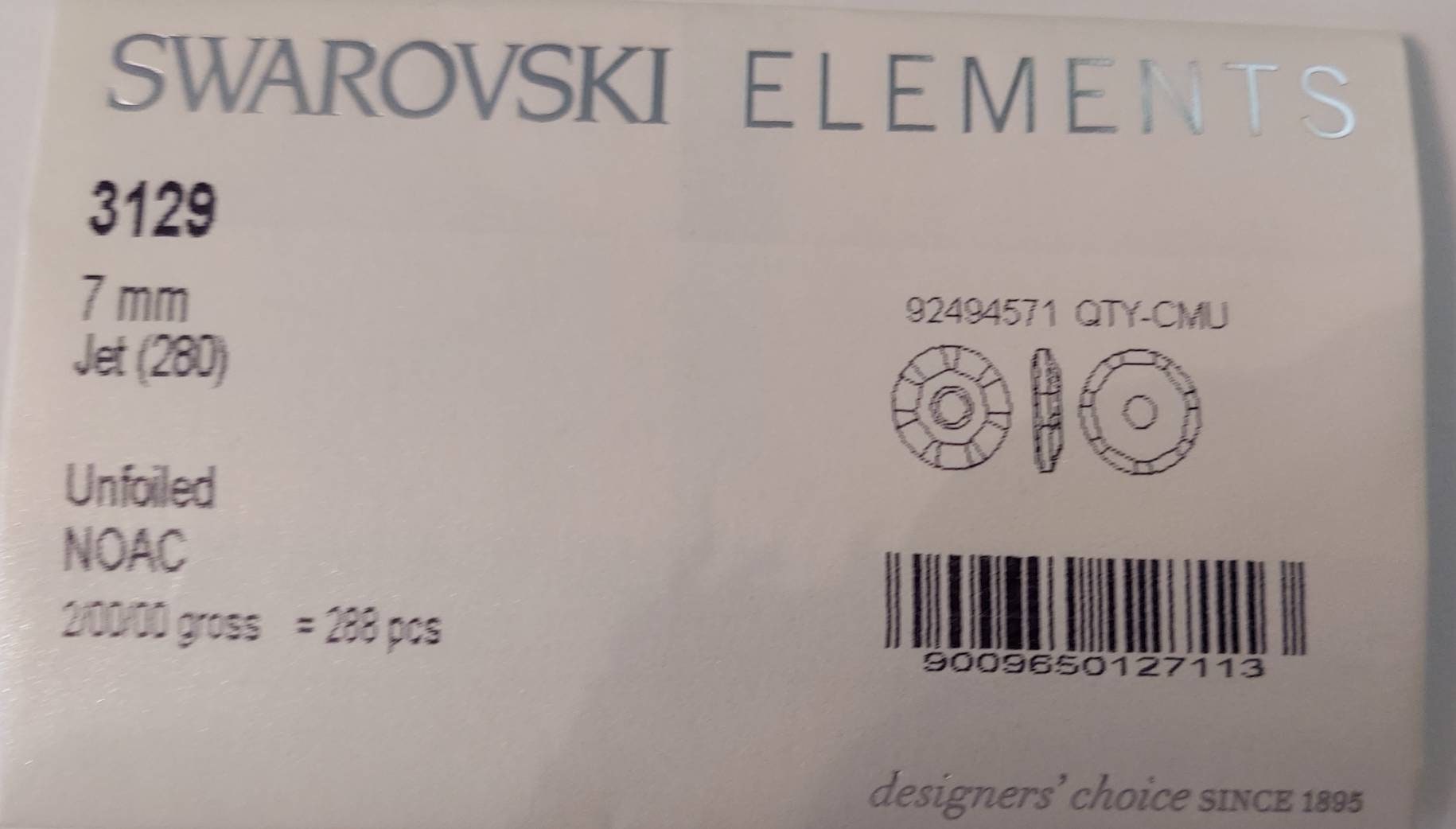 Swarovski Elements Factory Sealed Pack 3129 7mm Jet SPACERS 2 Full