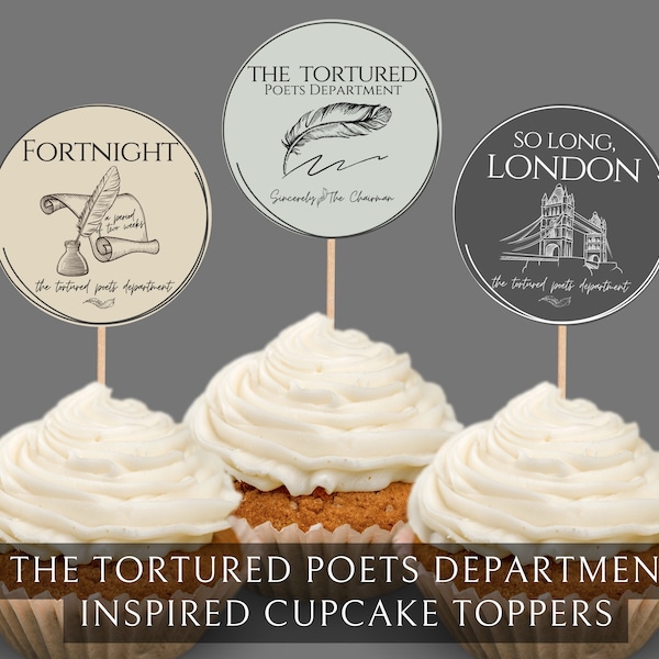 Printable TS TTPD The Tortured Poets Department Cupcake Toppers T Swift Album Release Party Decorations Taylor New Album TS11 Table Decor