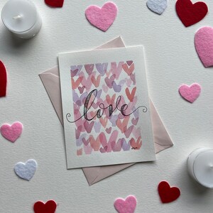 Hand Painted Multi Hearts Valentine&#39;s Cards