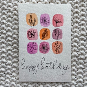 Hand Painted Floral Birthday Cards - Etsy