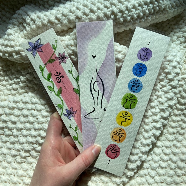 Hand-Painted Yoga Bookmark Set