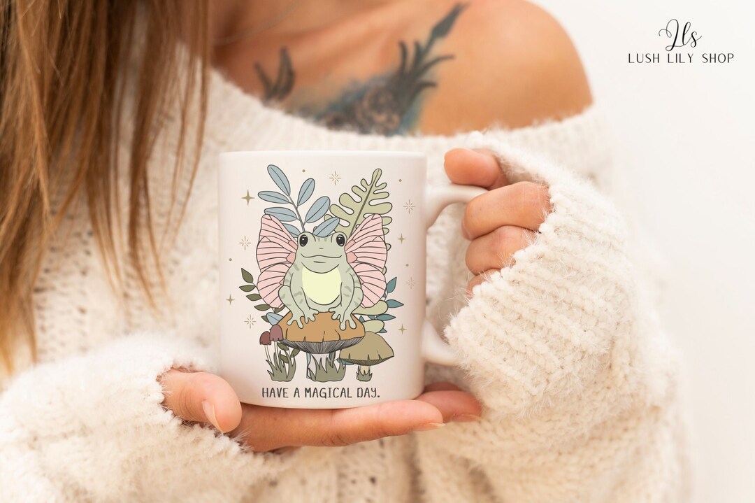 Cute Frog Mug, Frog Mushroom Mug, Cottagecore Gifts, Fairycore Decor ...