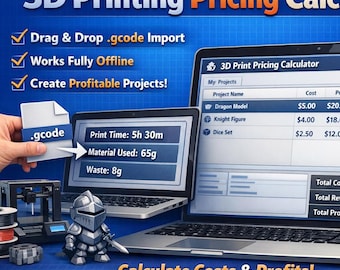3D Printing Pricing Calculator | GCODE Import | Etsy Profit Tool | 3D Print Cost & Margin Tracker
