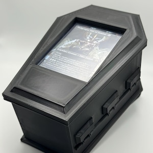 Personalized Gothic Coffin Commander Deck Box - Fits 100+ Double Sleeved Cards With Commander Showcase image 3