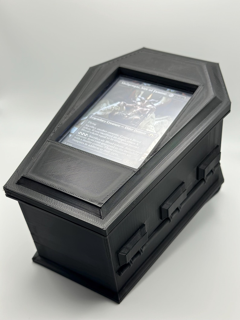 Personalized Gothic Coffin Commander Deck Box - Fits 100+ Double Sleeved Cards With Commander Showcase image 3