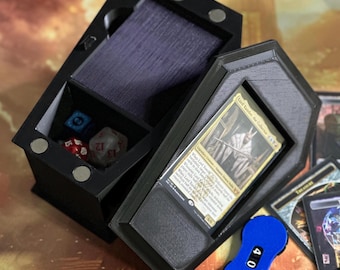 Personalized Gothic Coffin Commander Deck Box - Fits 100+ Double Sleeved Cards With Commander Showcase