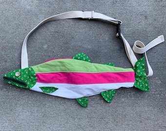 Crossbodytas Rainbow Trout: limoengroen/bloemen/magenta/wit