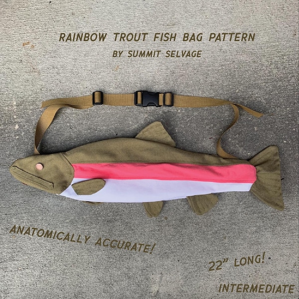Rainbow Trout Sewing Pattern Fish Crossbody Bag Digital PDF