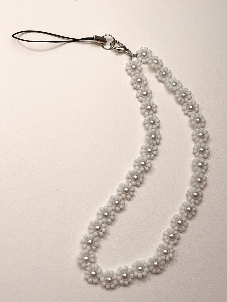 fiore & i FLORAL mobile phone chain made of pearls for mobile phones and cameras image 1