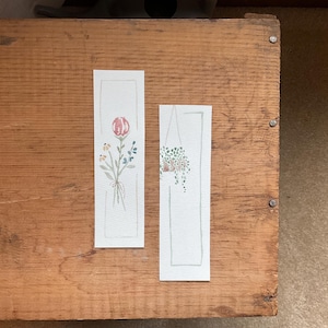 original watercolor bookmark | flower bouquet | hanging plant basket