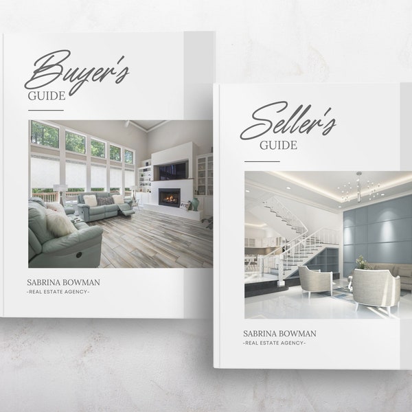 Seller Guide and Buyer Guide Bundle, Listing Presentation for Real Estate, Realtor Packet, Editable Canva Home Buyers and Sellers Guides